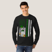 Amerikaanse vlag Siberische Husky Hond Grappige St T-shirt (Voorkant volledig)