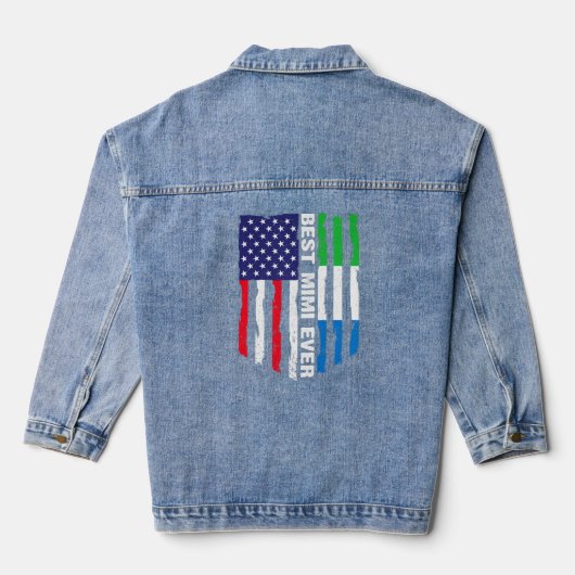 Amerikaanse vlag Sierra Leone Vlag Beste Mimi Ooit Denim Jacket (Achterkant)