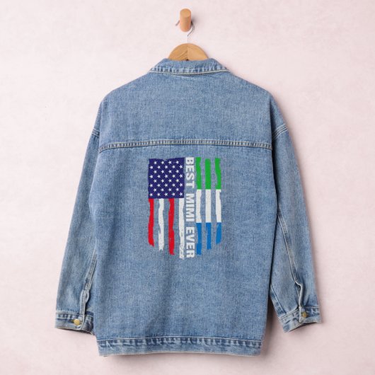 Amerikaanse vlag Sierra Leone Vlag Beste Mimi Ooit Denim Jacket (Hangar)