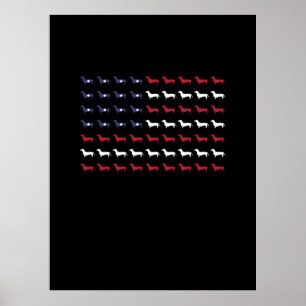 Amerikaanse vlag Silhouette Dachshund, 4 juli Poster