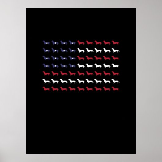 Amerikaanse vlag Silhouette Dachshund, 4 juli Poster (Voorkant)