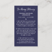 Amerikaanse vlag Simple Funeral Memorial Prayer Ka Contactkaartje (Achterkant)