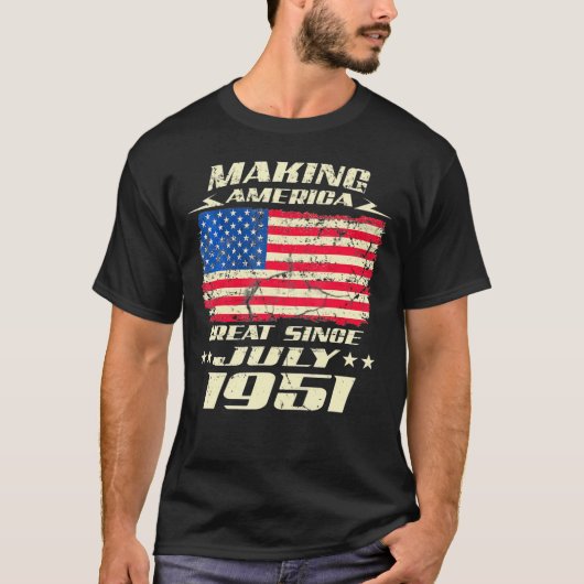 Amerikaanse vlag sinds juli 1951 Verjaardag T-shirt (Voorkant)