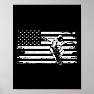 Amerikaanse Vlag Skateboarden Kleding - Skateboard Poster