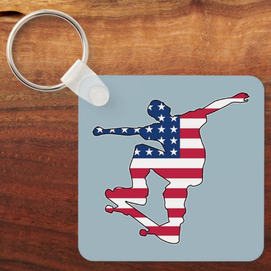 Amerikaanse vlag skateboarder sleutelhanger (Voorkant)