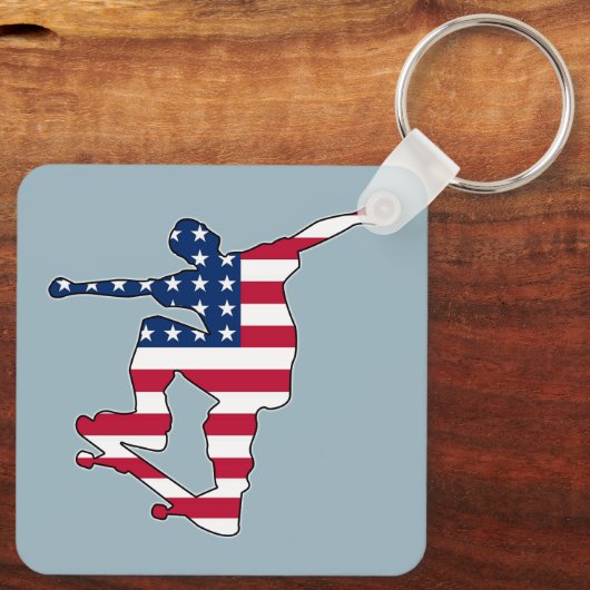 Amerikaanse vlag skateboarder sleutelhanger (Achterkant)