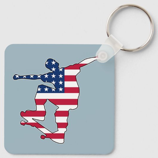 Amerikaanse vlag skateboarder sleutelhanger (Achterkant)