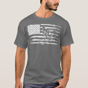 Amerikaanse Vlag Skiing Player Skier T-shirt