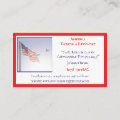 Amerikaanse vlag sleepwagen service chauffeur wrak visitekaartje (Voorkant)