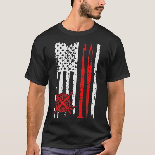 Amerikaanse vlag snijtcheting Gift Patriotic Sewin T-shirt (Voorkant)