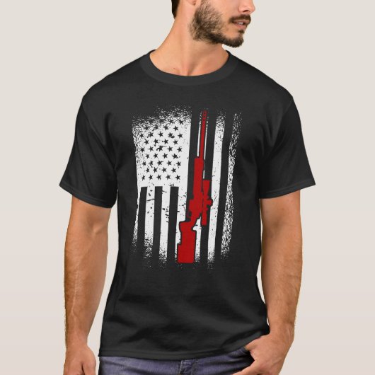 Amerikaanse vlag Sniper Rifle 2de wijziging Sniper T-shirt (Voorkant)
