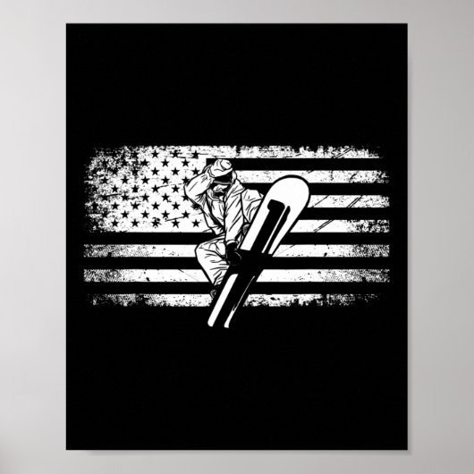 Amerikaanse vlag Snowboard Kleding - Snowboarding Poster (Voorkant)