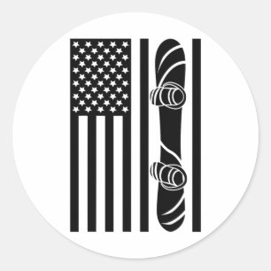 Amerikaanse vlag Snowboard Kleding - Snowboarding Ronde Sticker