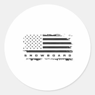 Amerikaanse vlag Snowboard Kleding - Snowboarding Ronde Sticker