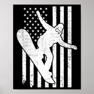 Amerikaanse vlag Snowboard Snowboarding Snowboarde Poster
