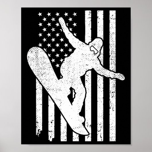 Amerikaanse vlag Snowboard Snowboarding Snowboarde Poster (Voorkant)