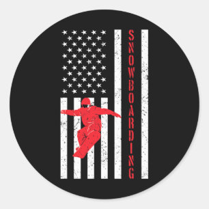 Amerikaanse vlag snowboard VS winter patriottische Ronde Sticker