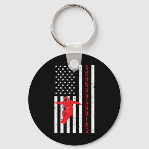 Amerikaanse vlag snowboard VS winter patriottische Sleutelhanger