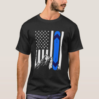 Amerikaanse Vlag Snowboarden Cadeaus Berg Snowboar T-shirt