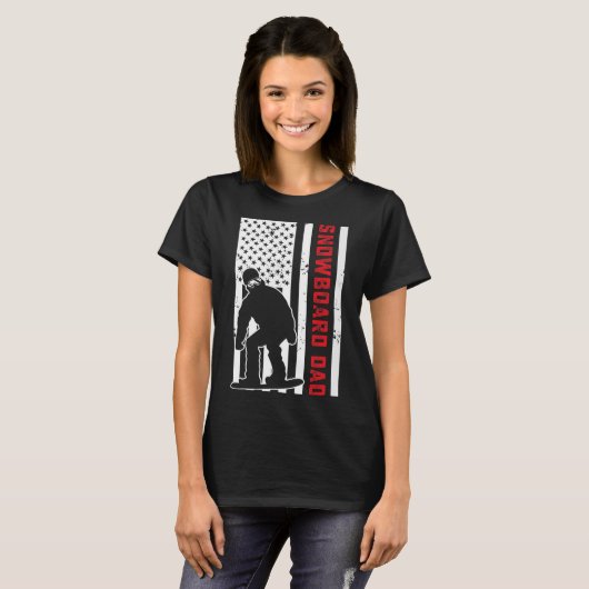 Amerikaanse vlag Snowboarden vader snowboarder pap T-shirt (Voorkant volledig)