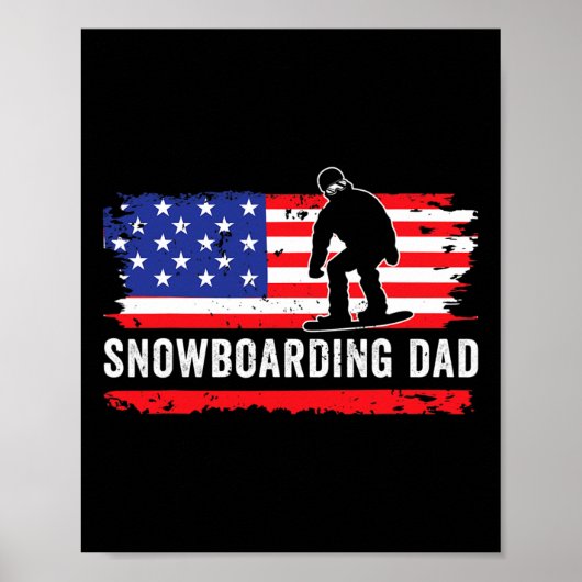 Amerikaanse vlag Snowboarden vader snowboarder spo Poster (Voorkant)