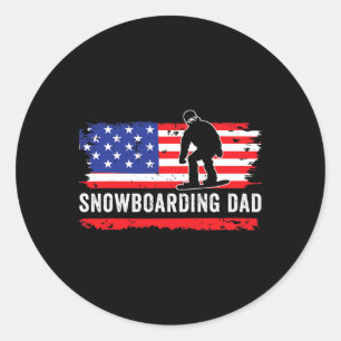 Amerikaanse vlag Snowboarden vader snowboarder spo Ronde Sticker
