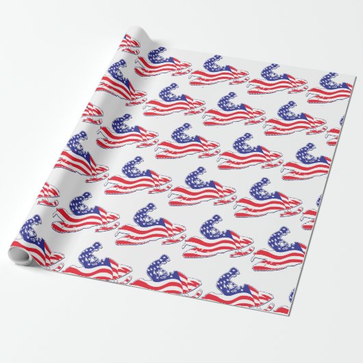 Amerikaanse vlag Snowmobile Cadeaupapier (Uitgerold)