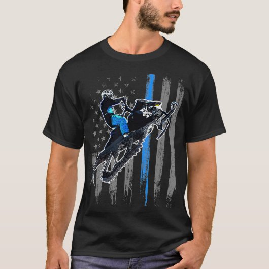 Amerikaanse vlag Snowmobile Mannen Snowmobile Ridi T-shirt (Voorkant)