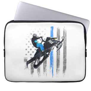 Amerikaanse Vlag Snowmobile Shirt Heren Snowmobile Laptop Sleeve