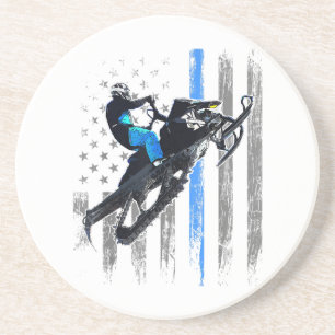 Amerikaanse Vlag Snowmobile Shirt Heren Snowmobile Zandsteen Onderzetter
