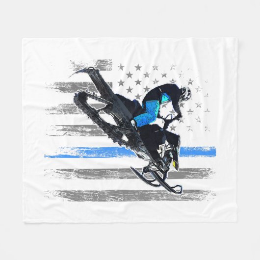 Amerikaanse vlag Snowmobile Shirt Mannen Snowmobil Fleece Deken (Voorkant (Horizontaal))