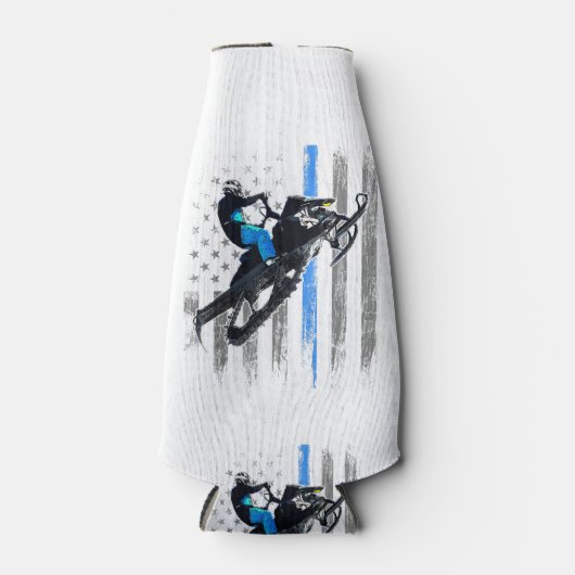 Amerikaanse vlag Snowmobile Shirt Mannen Snowmobil Flesjeskoeler (Voorkant)