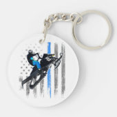 Amerikaanse vlag Snowmobile Shirt Mannen Snowmobil Sleutelhanger (Achterkant)