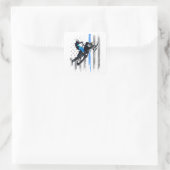 Amerikaanse vlag Snowmobile Shirt Mannen Snowmobil Vierkante Sticker (Tas)