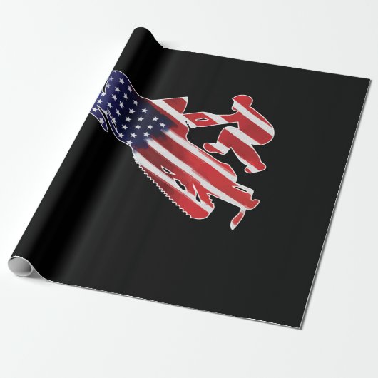 Amerikaanse vlag Snowmobile Winter Snowmobiel Cadeaupapier (Uitgerold)