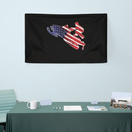 Amerikaanse vlag Snowmobile Winter Snowmobiel Spandoek (Beurs)