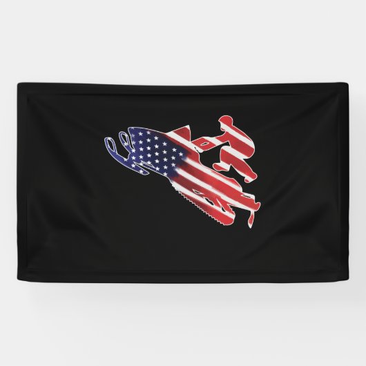 Amerikaanse vlag Snowmobile Winter Snowmobiel Spandoek (Horizontaal)