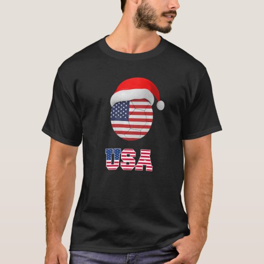 Amerikaanse vlag Soccer Voetbal Santa Hat T-shirt (Voorkant)