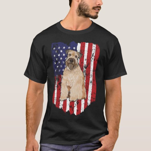 Amerikaanse vlag Soft Coated Wheaten Terrier 4th o T-shirt (Voorkant)