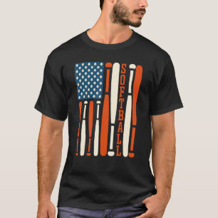 Amerikaanse Vlag Softbal Knuppel Softbal Softbal C T-shirt