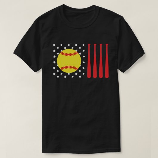 Amerikaanse vlag softbal vader | Softball Daddy Bl T-shirt (Design voorkant)