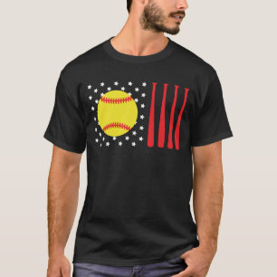 Amerikaanse vlag softbal vader Softball Daddy Bl T-shirt