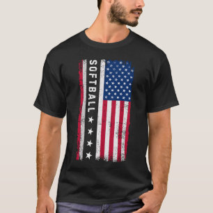 Amerikaanse vlag softbal vader   Softball Daddy Bl T-shirt