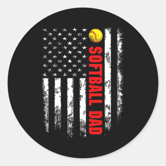Amerikaanse vlag Softball Pap Achterkant Essential Ronde Sticker (Voorkant)