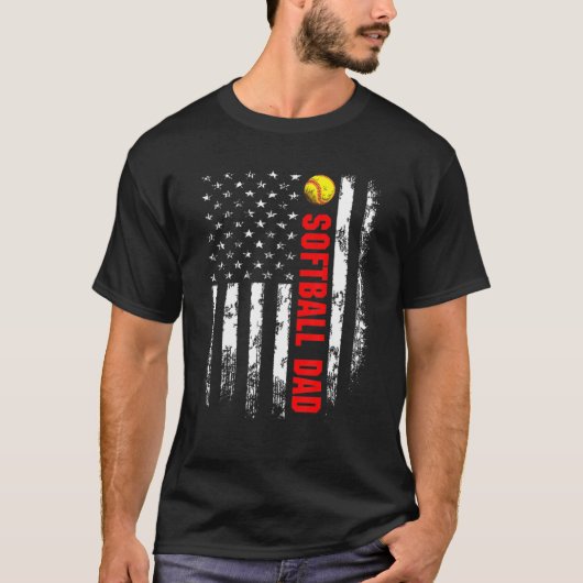 Amerikaanse vlag Softball Pap Achterkant Essential T-shirt (Voorkant)