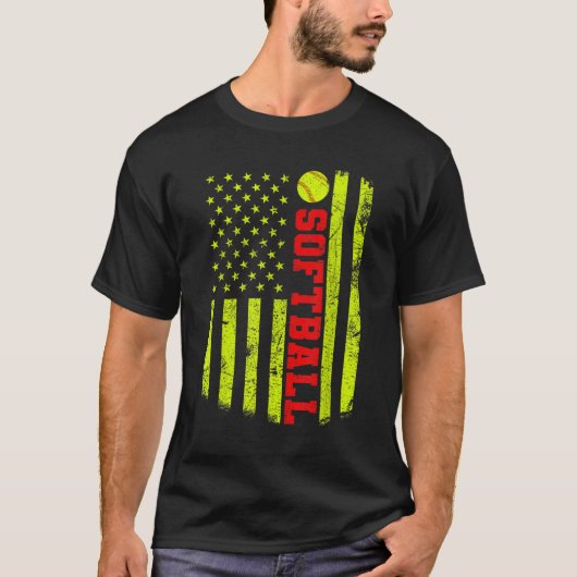 Amerikaanse vlag Softball T-shirt (Voorkant)