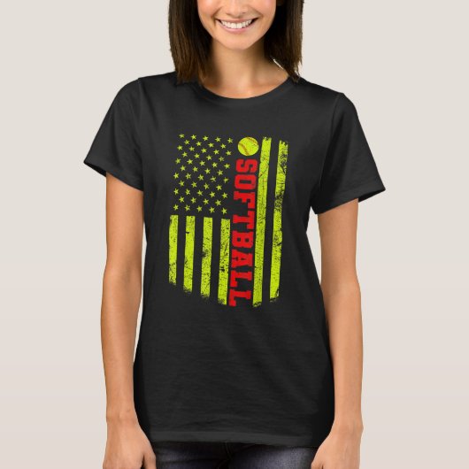 Amerikaanse vlag Softball T-shirt (Voorkant)
