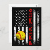 Amerikaanse Vlag Softbalteam Vintage Grappig Briefkaart (Voorkant / Achterkant)
