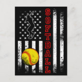 Amerikaanse Vlag Softbalteam Vintage Grappig Briefkaart (Voorkant)