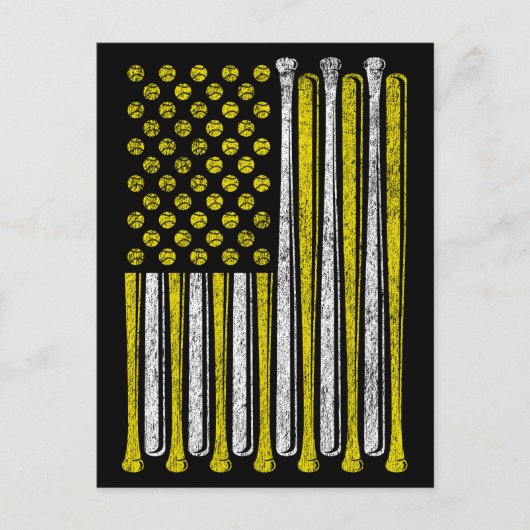 Amerikaanse Vlag Softbalteam Vintage Grappig Briefkaart (Voorkant)